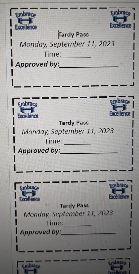 Passes written by hand, 350 a day