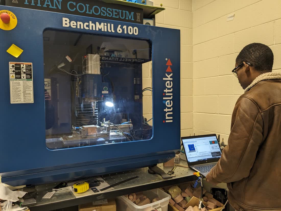 At the Intelitek Benchmill 6100